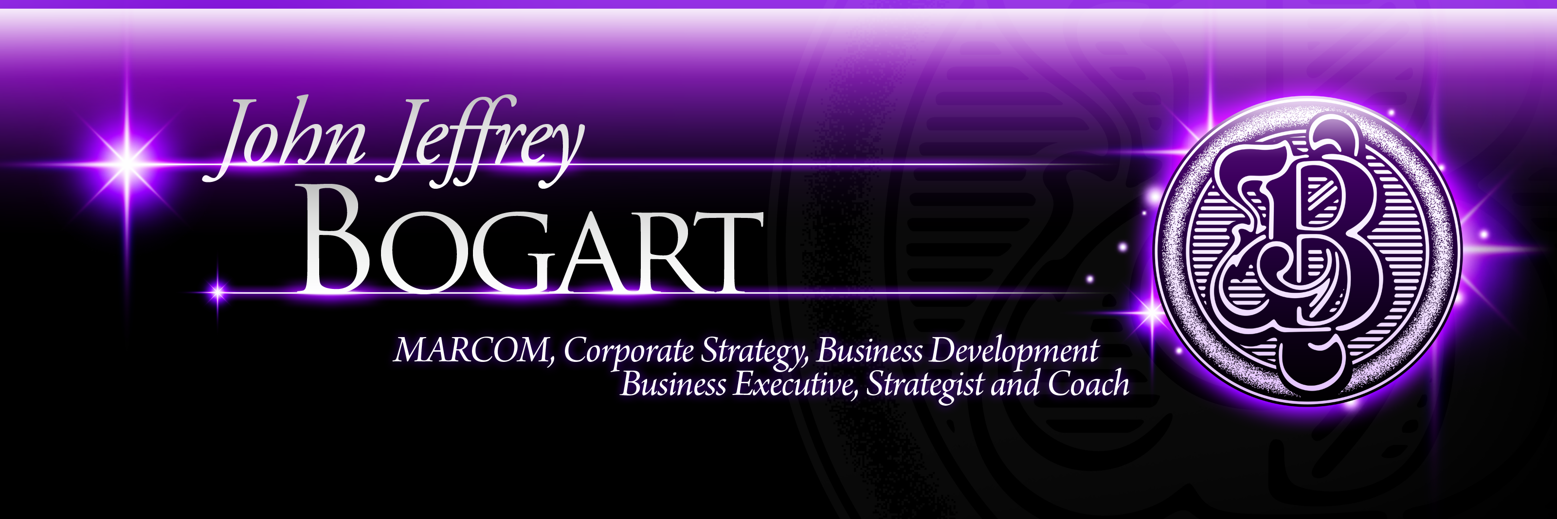 text John Jeffrey Bogart with illustration of "B"